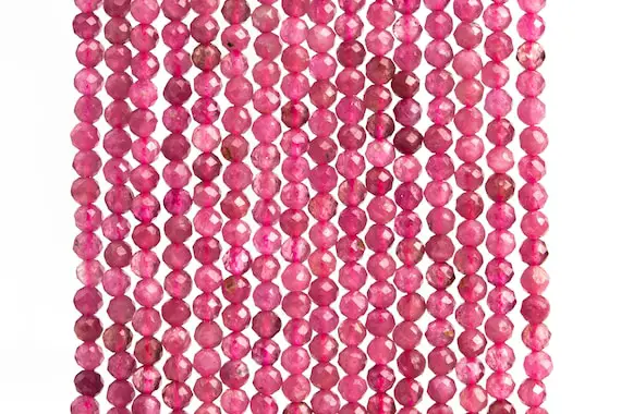 Genuine Natural Tourmaline Gemstone Beads 3mm Pink Faceted Round Aaa Quality Loose Beads (107630)