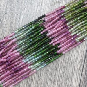 Shop Tourmaline Necklaces! 12.5" Long 1 Strand Natural Multi Tourmaline Gemstone,Faceted Rondelle Beads,Size 2 MM Beautiful Colors Rondelle Beads Making Necklace Beads | Natural genuine Tourmaline necklaces. Buy crystal jewelry, handmade handcrafted artisan jewelry for women.  Unique handmade gift ideas. #jewelry #beadednecklaces #beadedjewelry #gift #shopping #handmadejewelry #fashion #style #product #necklaces #affiliate #ad