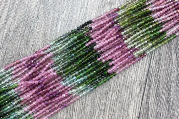 12.5" Long 1 Strand Natural Multi Tourmaline Gemstone,faceted Rondelle Beads,size 2 Mm Beautiful Colors Rondelle Beads Making Necklace Beads