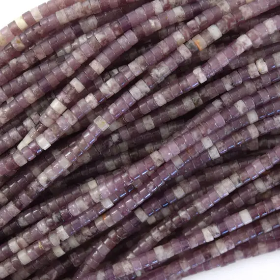 4mm Natural Light Purple Chinese Tourmaline Heishi Disc Beads 15.5" Strand