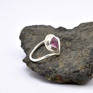 Shop Tourmaline Rings! Tourmaline stone V ring in sterling silver , chevron delicate ring with pink gemstone size 6 1/2, tourmaline jewelry gift | Natural genuine Tourmaline rings, simple unique handcrafted gemstone rings. #rings #jewelry #shopping #gift #handmade #fashion #style #affiliate #ad