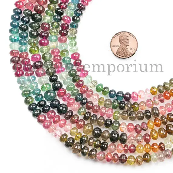 5.5-6.5mm Multi Tourmaline Smooth Plain Rondelle, Multi Tourmaline Beads, Multi Tourmaline Beads, Smooth Rondelle, Gemstone Rondelle Beads,