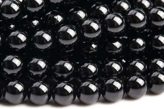 Genuine Natural Tourmaline Gemstone Beads 4mm Black Round Aaa Quality Loose Beads (100626)
