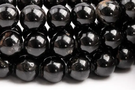 Natural Tourmaline Gemstone Beads 10mm Black Round Aa Quality Loose Beads (118582)