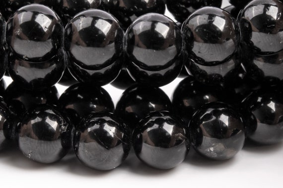 Natural Tourmaline Gemstone Beads 10mm Black Round Aa+ Quality Loose Beads (118585)