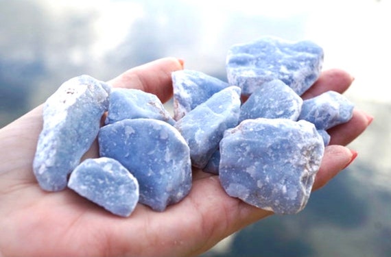 Tumbled Rough Angelite Crystals Or Polished Medium Size Stones - Healing Crystal With The Mineral Blue Pectin - Blue Angelite