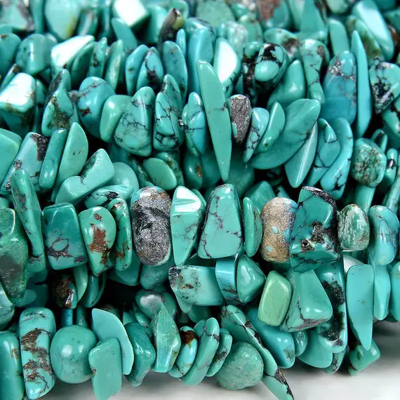 100% Natural Genuine Turquoise Blue Gemstone Pebble Nugget Chip 5-12mm Beads (d86)