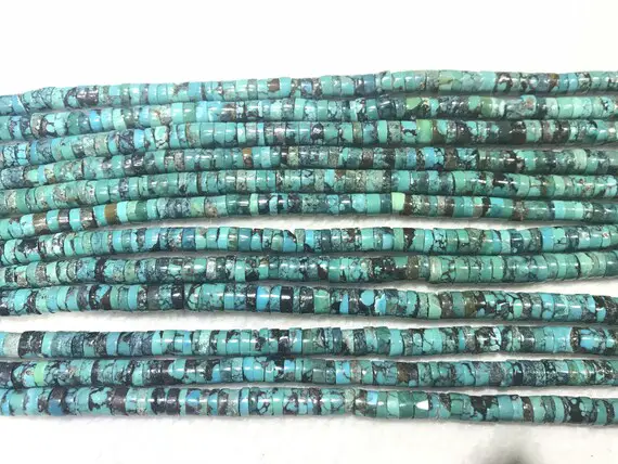 Natural Turquoise 5-6mm Heishi Blue Genuine Loose Grade Ab Beads 15 Inch Jewelry Supply Bracelet Necklace Material Support