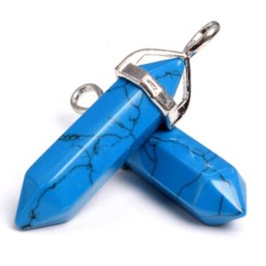 Shop Turquoise Pendants! 2 Pcs – 40x8MM Queen Blue Turquoise Beads Hexagonal Pointed Pendant Silver Plated Cap Bulk Lot Options (102514-534) | Natural genuine Turquoise pendants. Buy crystal jewelry, handmade handcrafted artisan jewelry for women.  Unique handmade gift ideas. #jewelry #beadedpendants #beadedjewelry #gift #shopping #handmadejewelry #fashion #style #product #pendants #affiliate #ad