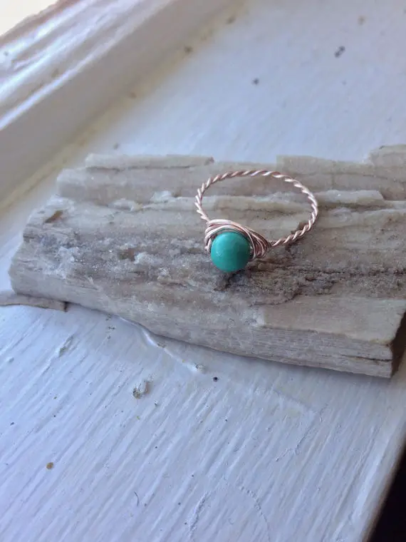 Turquoise Ring For Her Rose - Genuine Turquoise Ring For Her - Natural Turquoise Ring For Her - Genuine Turquoise Jewelry Ring