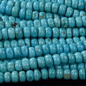 Shop Turquoise Rondelle Beads! 8X5MM Blue Turquoise Gemstone  Round Loose Beads BULK LOT 1,2,6,12 and 50 (D180) | Natural genuine rondelle Turquoise beads for beading and jewelry making.  #jewelry #beads #beadedjewelry #diyjewelry #jewelrymaking #beadstore #beading #affiliate #ad