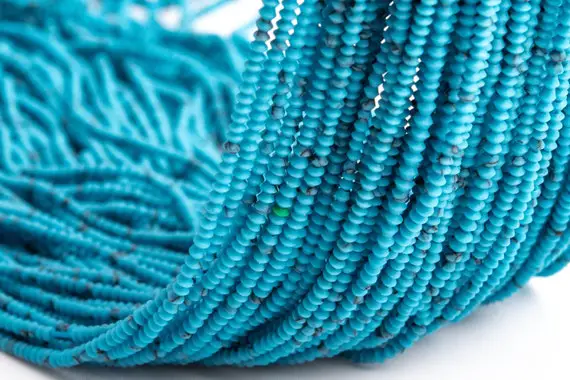 Turquoise Beads 1x1mm Blue Rondelle Loose Beads (109908)