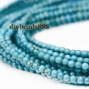 Shop Turquoise Round Beads! Blue Magnesite  Smooth Round Beads,Natural,Gemstone,DIY beads,3mm 4mm for Choice,15" full strand | Natural genuine round Turquoise beads for beading and jewelry making.  #jewelry #beads #beadedjewelry #diyjewelry #jewelrymaking #beadstore #beading #affiliate #ad