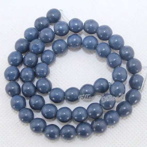 6mm/8mm High Quanlity Dark Blue Round Turquoise Beads, Mellow Color Loose Howlite Beads, Gemstone For Diy Jewelry Making, Full Strand--bt037