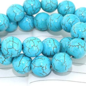 Beads stone Turquoise synthetic Reconstituee balls 8 mm blue wire 48pc approx 39cm night