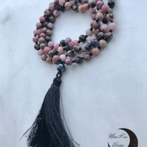 Ukrainian Shop, Prayer Necklace Beads, Rhodonite Necklace |LOVE MALA| Pink Mala, Rhodonite Meditation, Rhodonite Necklace, 108 Mala Necklace | Natural genuine Gemstone necklaces. Buy crystal jewelry, handmade handcrafted artisan jewelry for women.  Unique handmade gift ideas. #jewelry #beadednecklaces #beadedjewelry #gift #shopping #handmadejewelry #fashion #style #product #necklaces #affiliate #ad