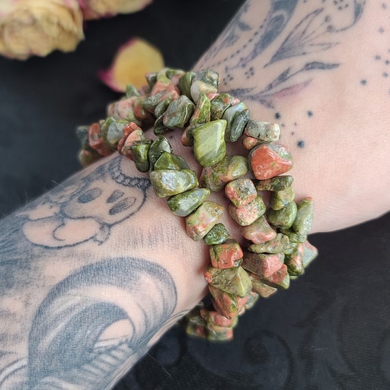 Unakite Crystal Chip Bracelets On Stretchy String In Bulk Lots, Perfect For Gifts, Meditation, Or Crafts