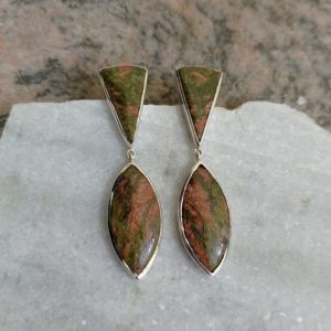 Shop Unakite Earrings! Unakite Earring > 925 Sterling Silver > Handmade Earring < Gift For Mother > Gift for Her …… | Natural genuine Unakite earrings. Buy crystal jewelry, handmade handcrafted artisan jewelry for women.  Unique handmade gift ideas. #jewelry #beadedearrings #beadedjewelry #gift #shopping #handmadejewelry #fashion #style #product #earrings #affiliate #ad