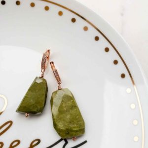Shop Unakite Earrings! UNAKITE earrings with cubic zirconia hoops – rose gold plated 925 sterling silver – faceted stones – Made in Italy | Natural genuine Unakite earrings. Buy crystal jewelry, handmade handcrafted artisan jewelry for women.  Unique handmade gift ideas. #jewelry #beadedearrings #beadedjewelry #gift #shopping #handmadejewelry #fashion #style #product #earrings #affiliate #ad