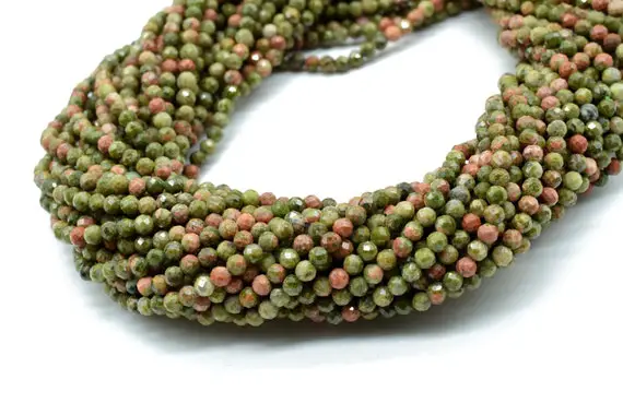 Unakite Faceted Beads,unakite Rondelle Beads,quality Gemstone Beads,3mm Unakite Beads,aaa Quality Beads,gemstone Beads,lotus Pond Unakite
