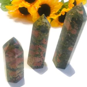 Shop Unakite Points & Wands! Unakite Jasper, Crystal Tower, Obelisk Wand, Crystal Point, Mini Unakite, Healing Gemstone, Home Decoration, Crystal Tower, Reiki Healing | Natural genuine stones & crystals in various shapes & sizes. Buy raw cut, tumbled, or polished gemstones for making jewelry or crystal healing energy vibration raising reiki stones. #crystals #gemstones #crystalhealing #crystalsandgemstones #energyhealing #affiliate #ad
