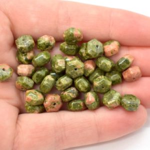 Shop Unakite Beads! Unakite (Natural) A Grade Six Sided Drum Gemstone Beads – 7x5mm (36 pcs) | Natural genuine beads Unakite beads for beading and jewelry making.  #jewelry #beads #beadedjewelry #diyjewelry #jewelrymaking #beadstore #beading #affiliate #ad