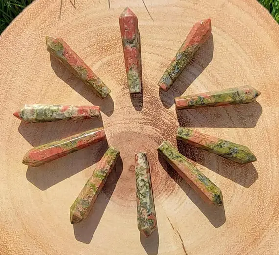 Unakite Point Approx 50mm, Undrilled, Polished Gemstone, Jewellery Pendant, Unakite Wire Wrapping Crystal.