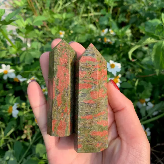 Unakite Point, Crystal Point, Crystal Tower, Unakite Tower, Energy Tower, Crystal Generator, Chakra Healing Crystals, 3''