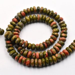 Shop Unakite Rondelle Beads! Unakite Rondelle Shape Smooth Beads 8×9.MM Approx 16"Inches Natural Top Quality Wholesaler Price. | Natural genuine rondelle Unakite beads for beading and jewelry making.  #jewelry #beads #beadedjewelry #diyjewelry #jewelrymaking #beadstore #beading #affiliate #ad
