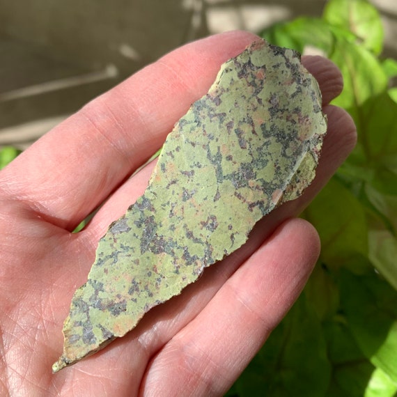 Unakite Slab 3.2" - Raw Sliced Stone From Virginia