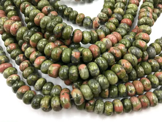 Unakite Stone Rondelle Beads 5x8mm For Jewelry Making 15" Strand "living In The Now" Gemstone Release, Positivity, Openness