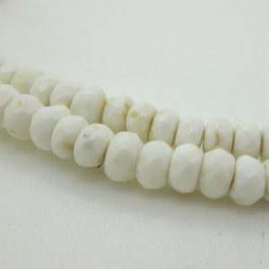 White Howlite Faceted Rondelle Beads, 4x2mm, 15" Strand | Natural genuine rondelle Howlite beads for beading and jewelry making.  #jewelry #beads #beadedjewelry #diyjewelry #jewelrymaking #beadstore #beading #affiliate #ad
