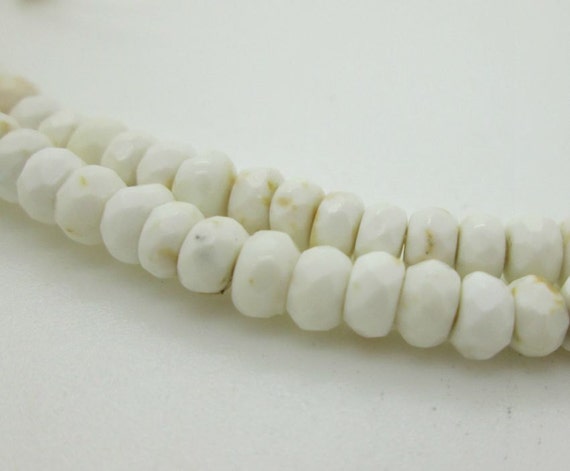 White Howlite Faceted Rondelle Beads, 4x2mm, 15" Strand