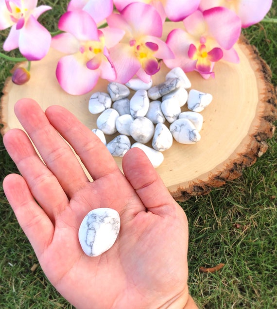 White Howlite Tumble, Crystal, Marble Stone, Raw, Genuine, Natural, Healing Pocket, Focus, Memory, Calming, Insomnia,anxiety,meditation Gift