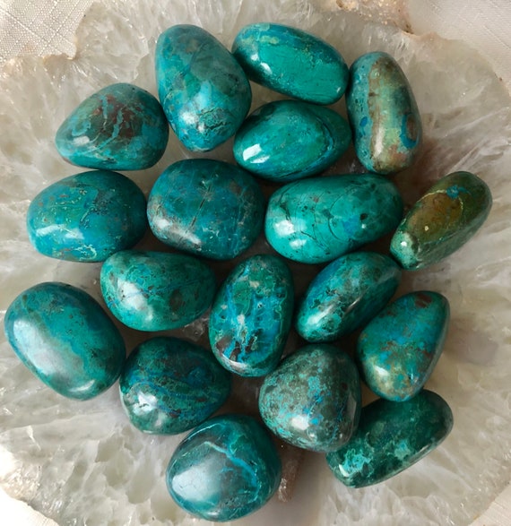 Xl Peruvian Chrysocolla Tumbled Stones. Chrysocolla Crystal Healing For Empowerment & Feminine Energy. Chakra Stones. Reiki. Meditation