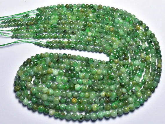 Zambian Emerald Round Beads - 13.5 Inches - Natural Smooth Emerald Round - Size Is 2.5 - 5mm #2058