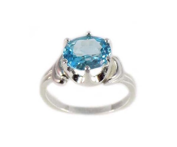 Blue Zircon Ring 19th Century Natural Gem Ancient Greek Mythology God Apollo Love Hyacinth Flower Swimming Pool Blue Gemstone Jewelry #54127