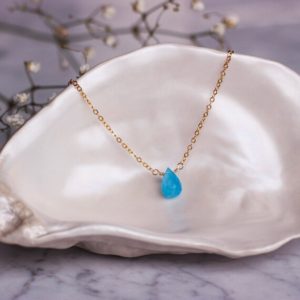 Shop Blue Chalcedony Necklaces! 14k Gold Fill Blue Chalcedony Necklace / 14k Gold Fill or Sterling Silver / Minimal Gemstone Necklace / Chalcedony Jewelry / Gift for Her | Natural genuine Blue Chalcedony necklaces. Buy crystal jewelry, handmade handcrafted artisan jewelry for women.  Unique handmade gift ideas. #jewelry #beadednecklaces #beadedjewelry #gift #shopping #handmadejewelry #fashion #style #product #necklaces #affiliate #ad