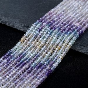 Shop Fluorite Rondelle Beads! 3X2MM Natural Fluorite Gemstone Multi Color Grade AAA Micro Faceted Rondelle Beads 15 inch Full Strand (80009476-P35) | Natural genuine rondelle Fluorite beads for beading and jewelry making.  #jewelry #beads #beadedjewelry #diyjewelry #jewelrymaking #beadstore #beading #affiliate #ad