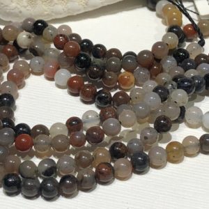 Shop Dendritic Agate Beads! 4mm Round-Dendritic Agate Gemstones-Dakota Stone 15 Inch Bead Strand -Root-Crown-Heart Chakra-Stone of Stability-Jewelry Making Supplies | Natural genuine round Dendritic Agate beads for beading and jewelry making.  #jewelry #beads #beadedjewelry #diyjewelry #jewelrymaking #beadstore #beading #affiliate #ad