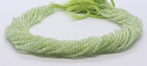 5 Strand Aaa Natural Prehnite Faceted Rondelle Beads, 3 Mm Prehnite Gemstone Beads, 13 Inch Faceted Natural Prynite Beads Strand
