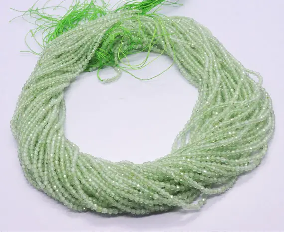 5 Strands Prehnite Faceted Rondelle Beads 2.25 Mm Prehnite Rondelle Beads Natural 11.5 Inch Strand Prehnite Round Beads For Jewelry Making