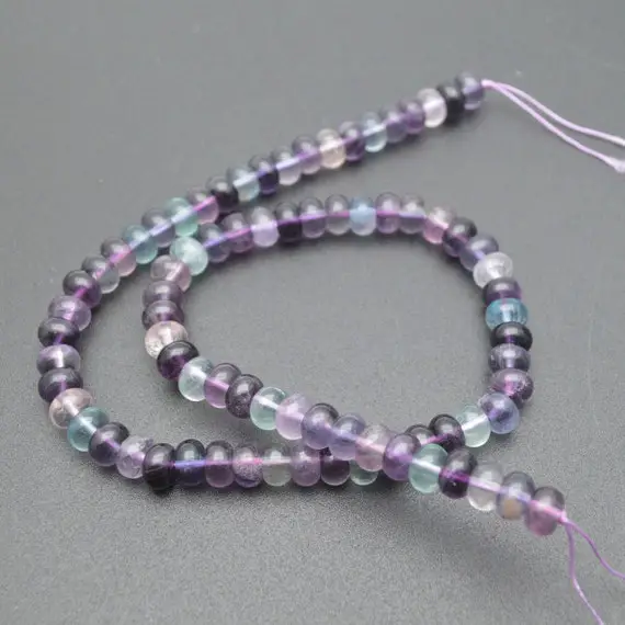 5x8mm Natural Purple Fluorite Rondelle Barrel Shape Stone Loose Beads