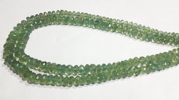Aa++1 Strand Green Fluorite  Faceted Rondelle Beads/natural Green Fluorite  Faceted Rondelle Beads/6.00mm To 9.40mm/16" Length.