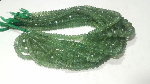 Aaa+++1 Strand Natural Green Fluorite Faceted Rondelle Beads/green Fluorite Faceted Rondelle Beads/5.00mm To 14.00mm/14.25" Length.