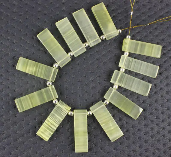 13 Piece Natural Green Agate Necklace,smooth Agate,polished Agate,rectangle Shape,9x30-10x30mm, Gift For Her,designer Agate Wholesale Price