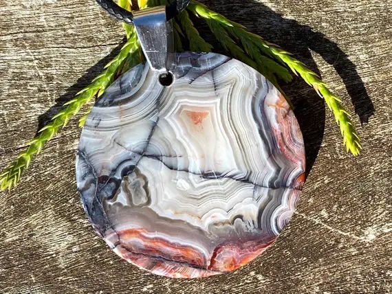 Unisex Crazy Lace Agate Healing Stone Necklace!
