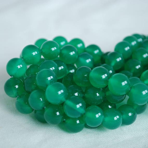 Green Agate Semi-precious Gemstone Round Beads - 4mm, 6mm, 8mm, 10mm Sizes - 15" Strand