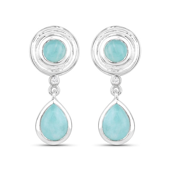 Amazonite Earrings, Aqua Blue Stone Earrings, Mint Drop Earrings, Earrings For Women Amazonite Jewelry, Amazonite Dangle Drop Earrings