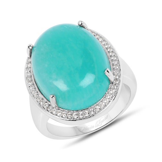 Amazonite Ring, Natural Aqua Blue Amazonite Cabachon Sterling Silver Ring For Women, Aqua Blue Gemstone Ring, Sea Blue Gemstone Ring